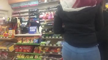 Candid slow mo video Mexican booty at gas station Pt 1